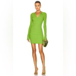 Helmut Lang Vibrant Green Long Sleeve Dress